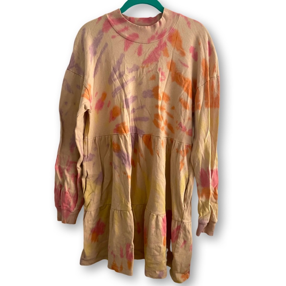 Tie Dye Sweater Dress w/Pockets
